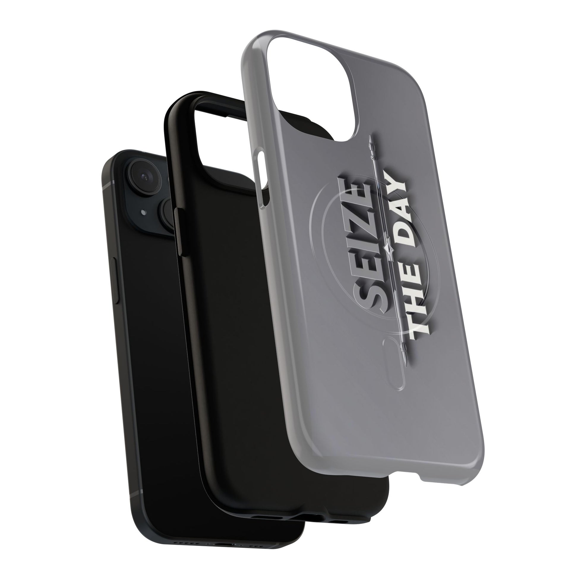 Tough Magnetic Phone Case, Seize the Day, Inspirational Gift, Smartphone Protection, Modern Design, Unique Accessory
