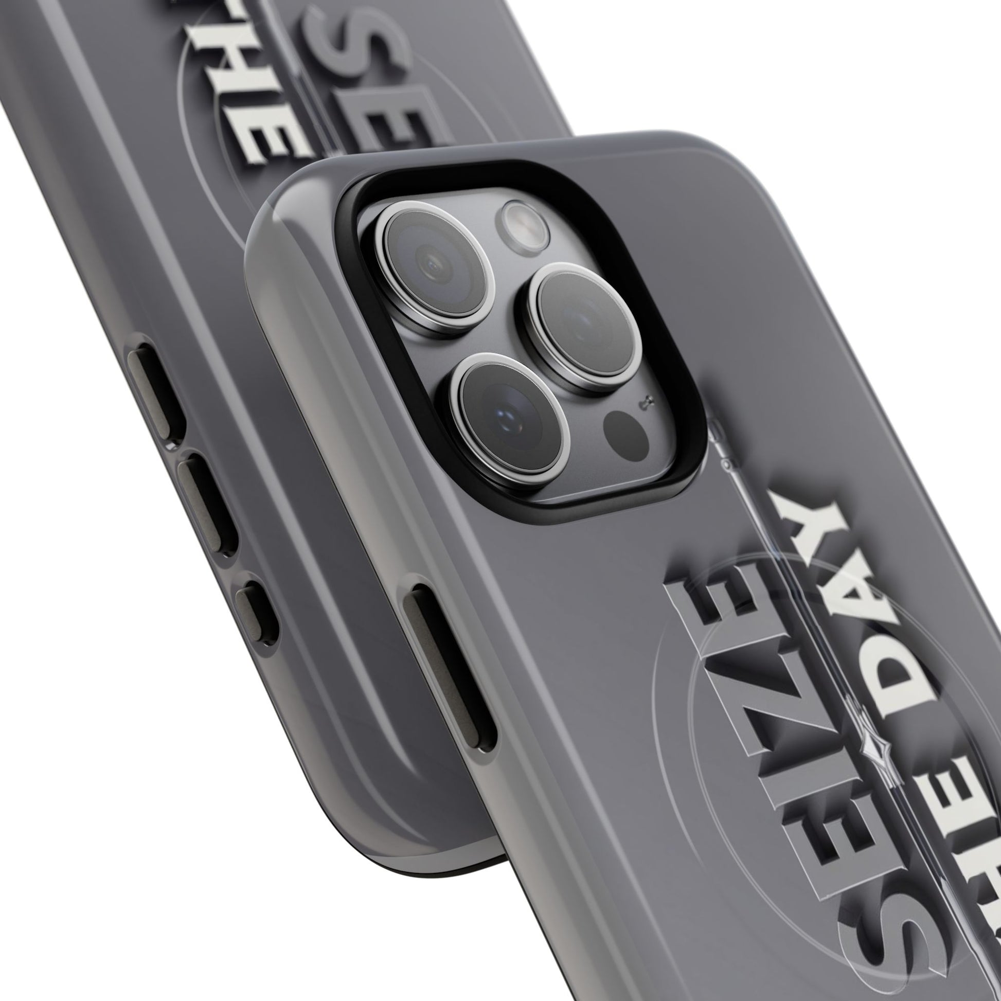Tough Magnetic Phone Case, Seize the Day, Inspirational Gift, Smartphone Protection, Modern Design, Unique Accessory