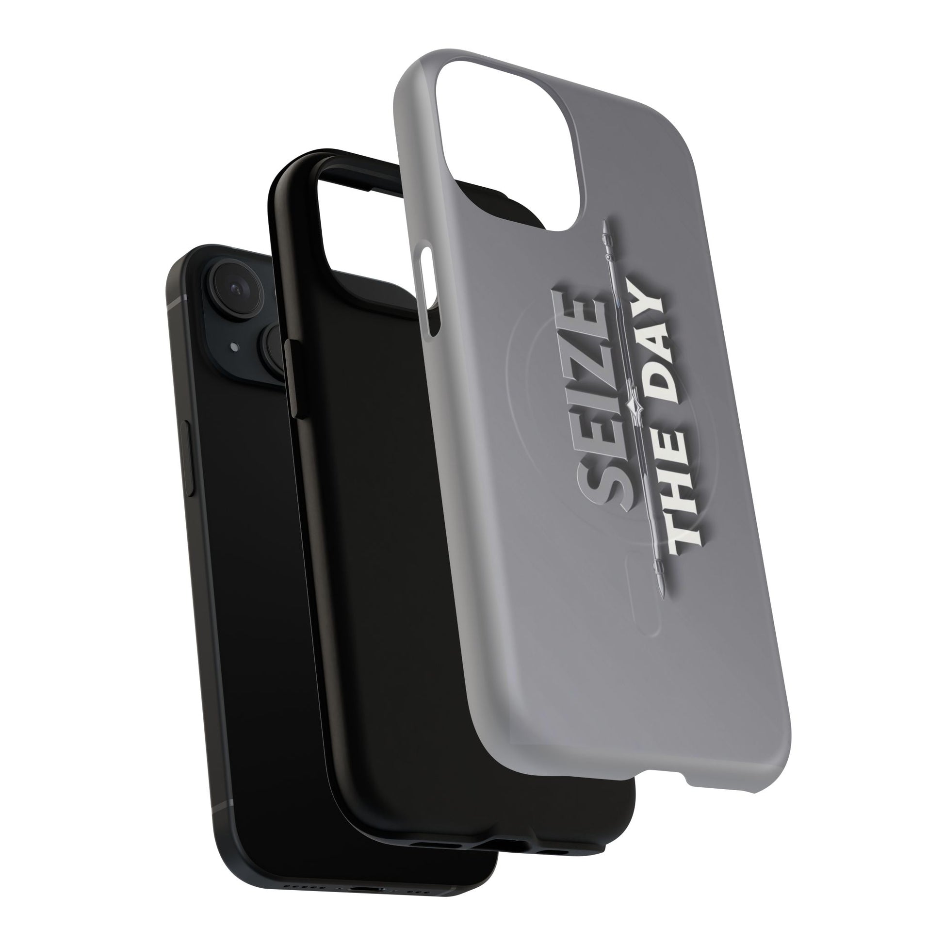 Tough Magnetic Phone Case, Seize the Day, Inspirational Gift, Smartphone Protection, Modern Design, Unique Accessory