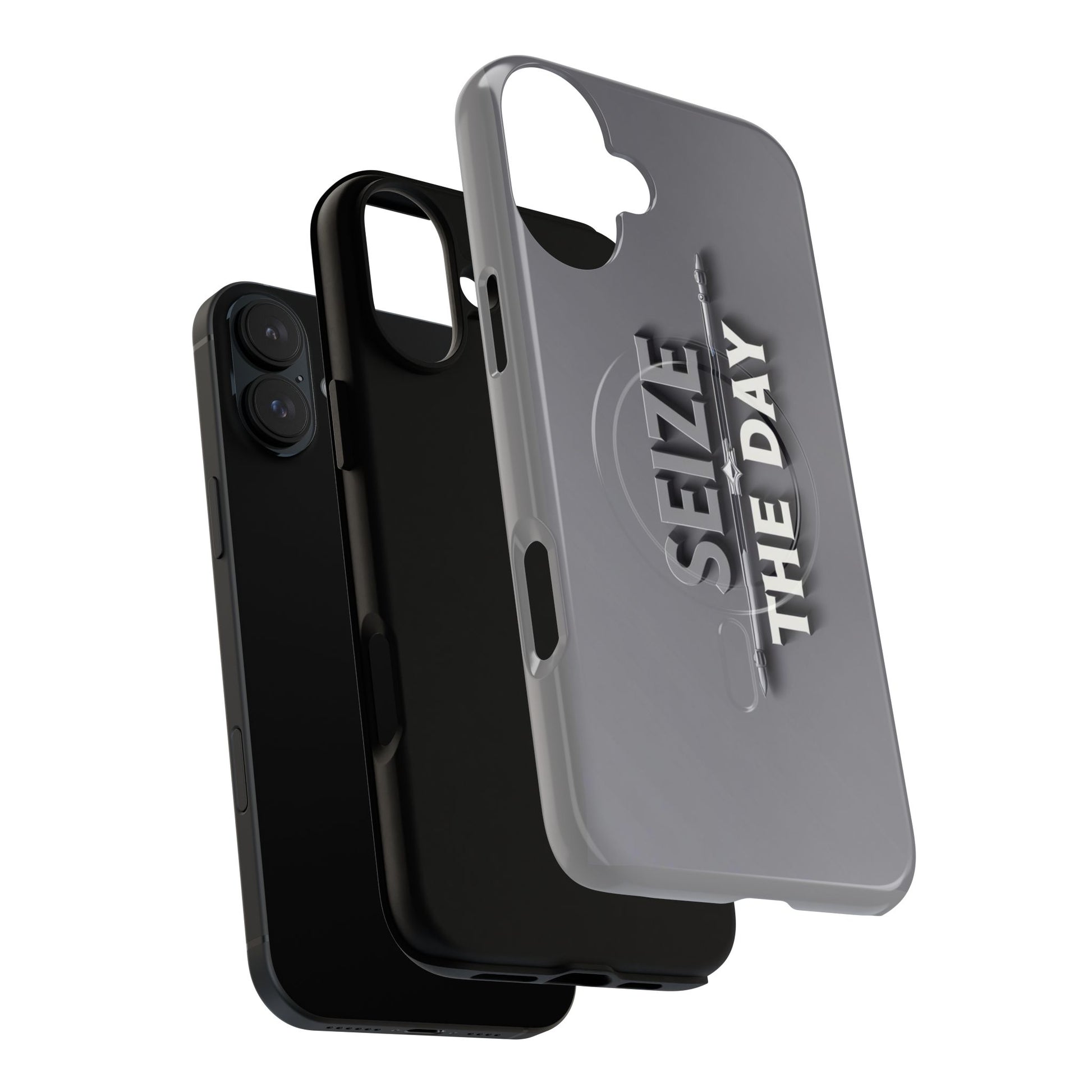 Tough Magnetic Phone Case, Seize the Day, Inspirational Gift, Smartphone Protection, Modern Design, Unique Accessory