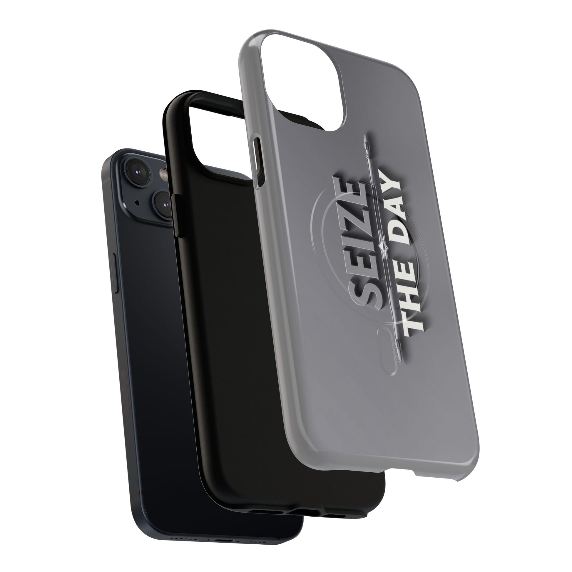 Tough Magnetic Phone Case, Seize the Day, Inspirational Gift, Smartphone Protection, Modern Design, Unique Accessory