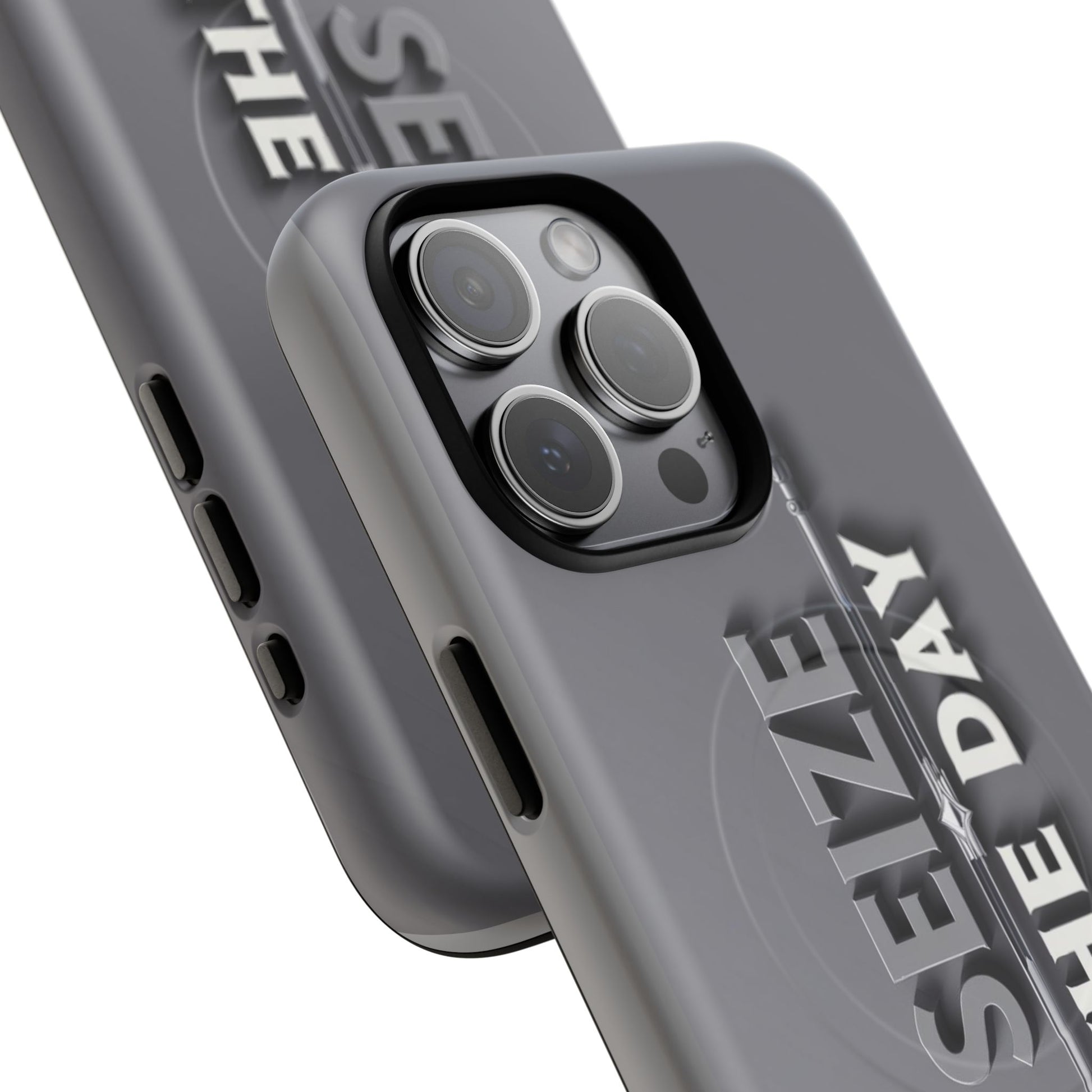 Tough Magnetic Phone Case, Seize the Day, Inspirational Gift, Smartphone Protection, Modern Design, Unique Accessory