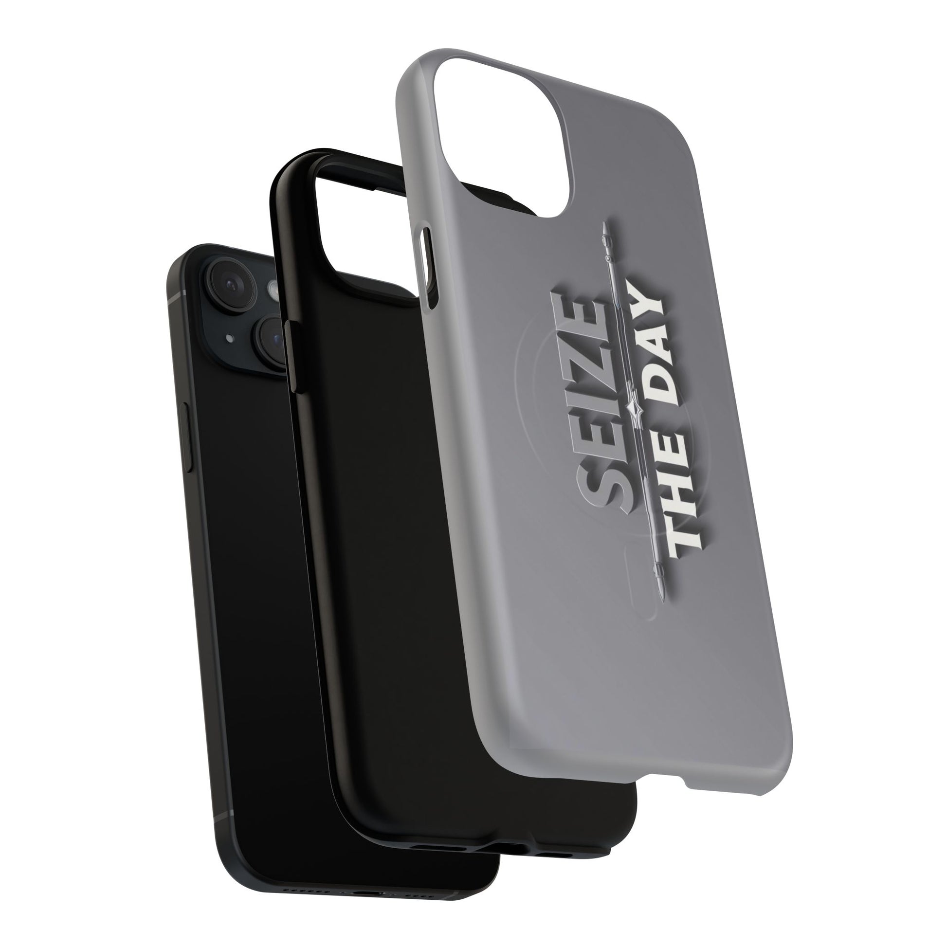 Tough Magnetic Phone Case, Seize the Day, Inspirational Gift, Smartphone Protection, Modern Design, Unique Accessory