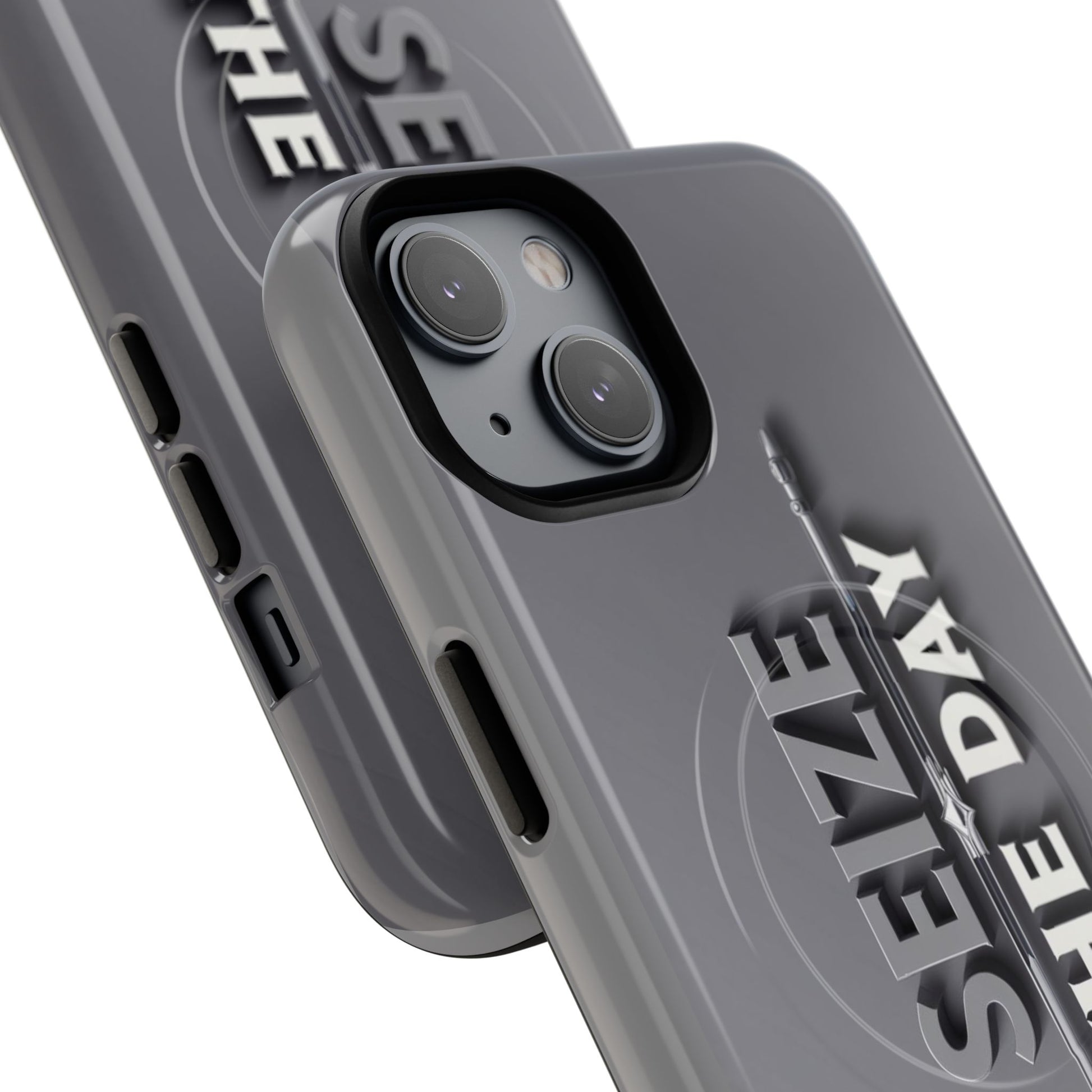 Tough Magnetic Phone Case, Seize the Day, Inspirational Gift, Smartphone Protection, Modern Design, Unique Accessory