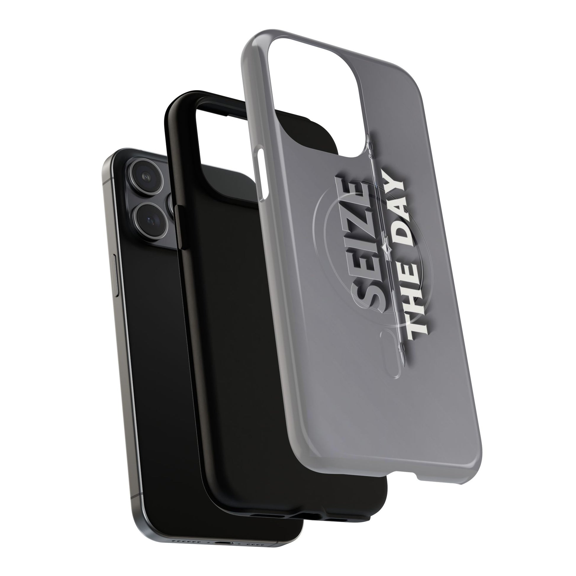 Tough Magnetic Phone Case, Seize the Day, Inspirational Gift, Smartphone Protection, Modern Design, Unique Accessory