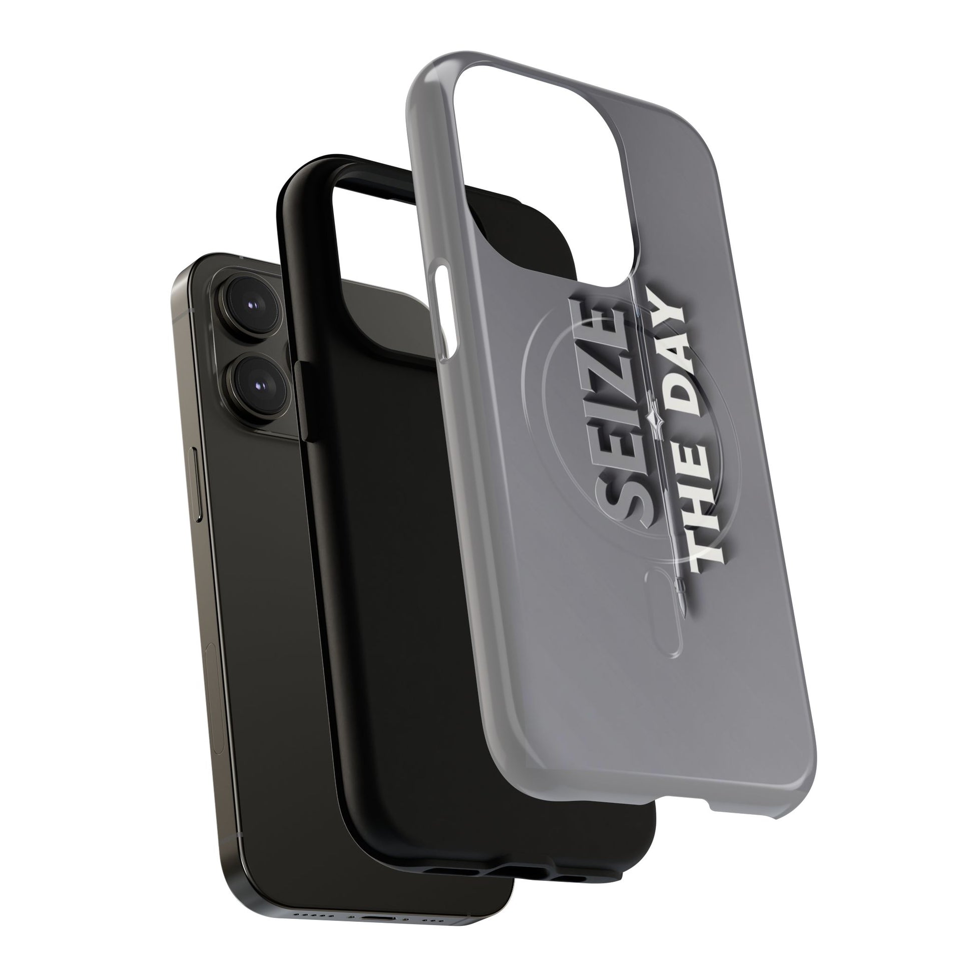 Tough Magnetic Phone Case, Seize the Day, Inspirational Gift, Smartphone Protection, Modern Design, Unique Accessory