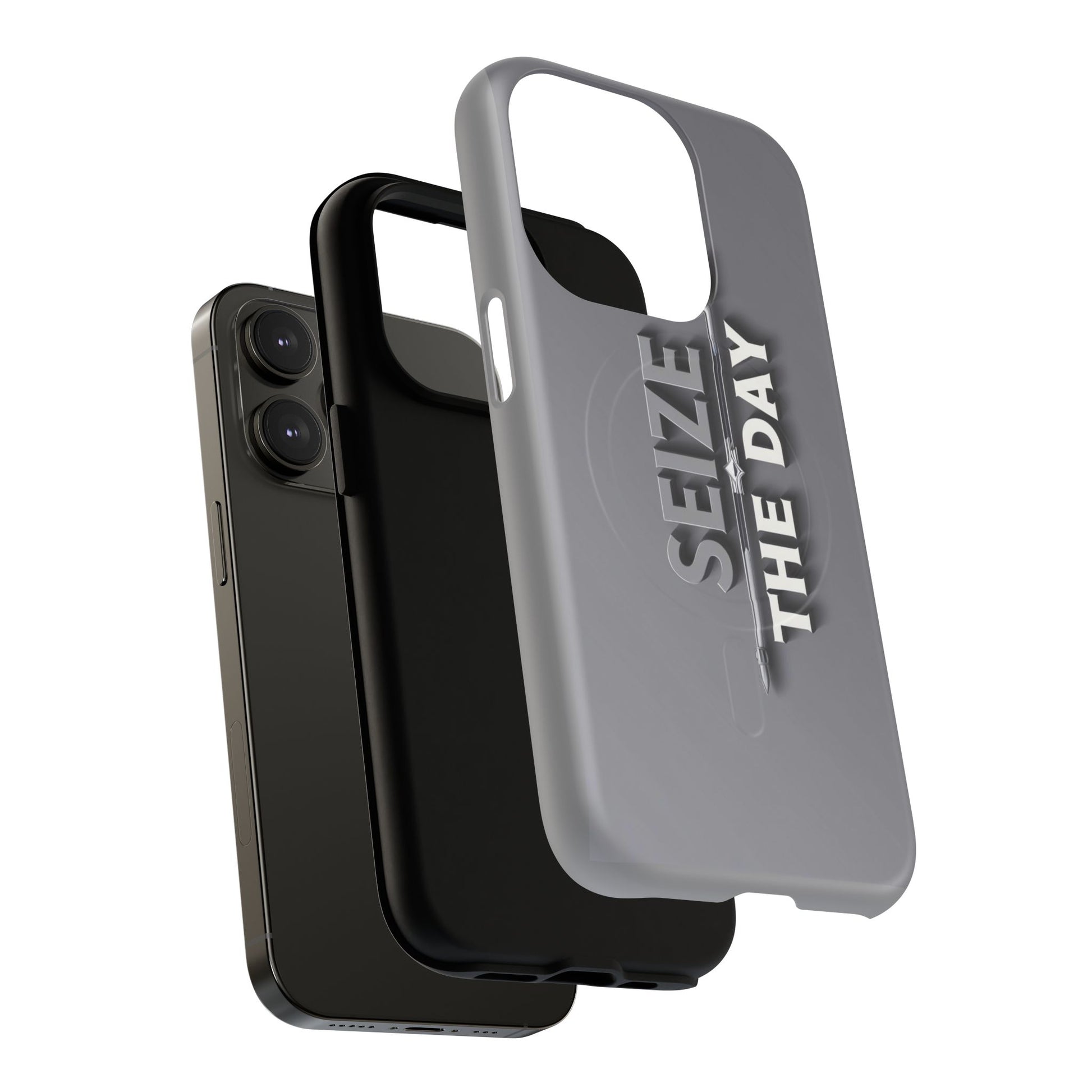 Tough Magnetic Phone Case, Seize the Day, Inspirational Gift, Smartphone Protection, Modern Design, Unique Accessory