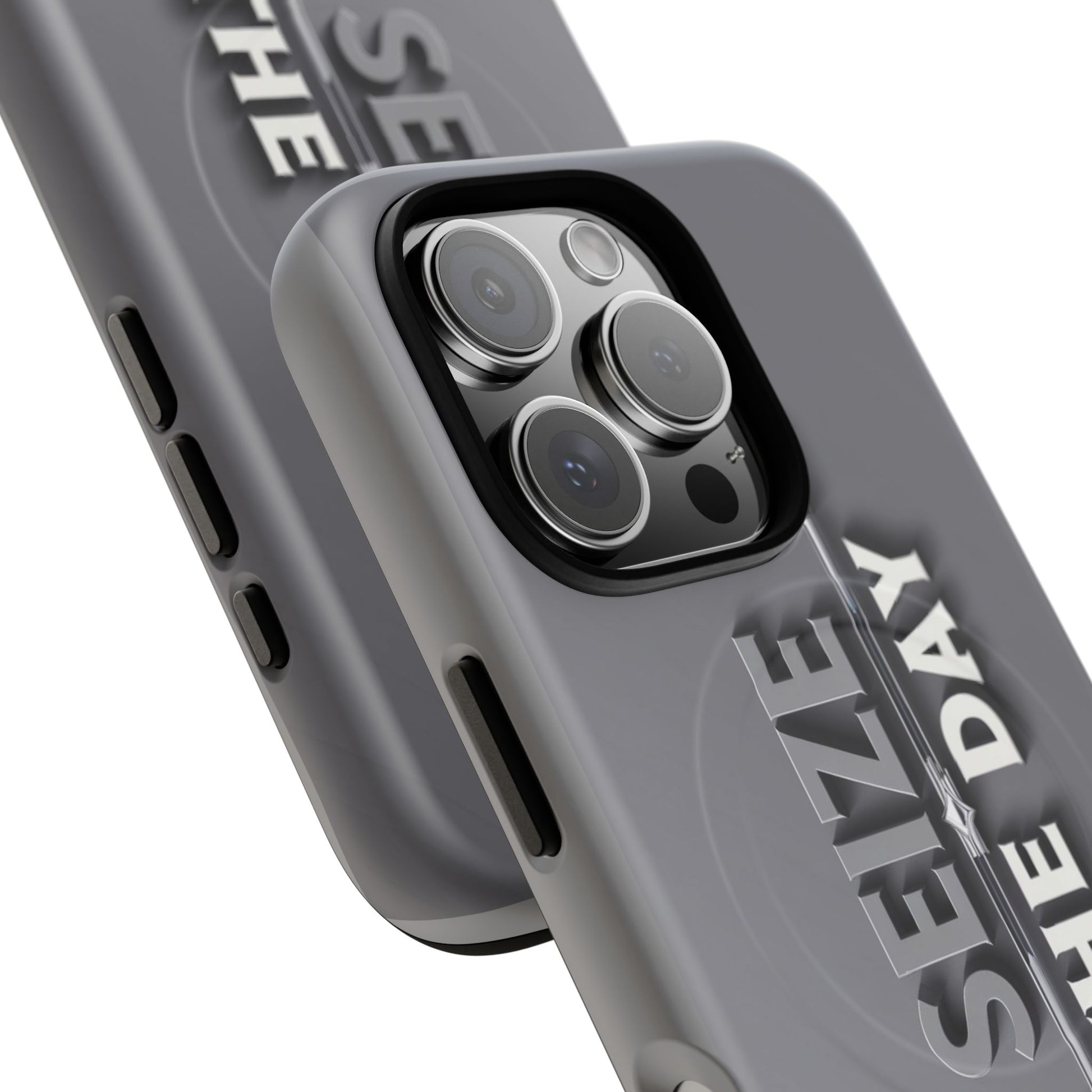 Tough Magnetic Phone Case, Seize the Day, Inspirational Gift, Smartphone Protection, Modern Design, Unique Accessory