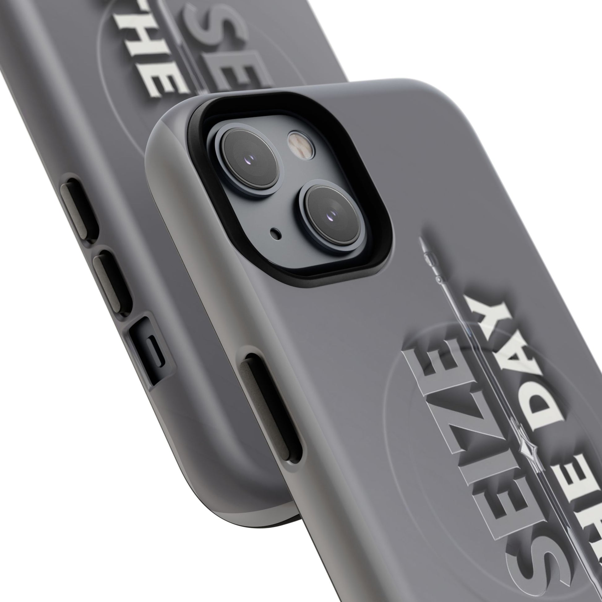 Tough Magnetic Phone Case, Seize the Day, Inspirational Gift, Smartphone Protection, Modern Design, Unique Accessory