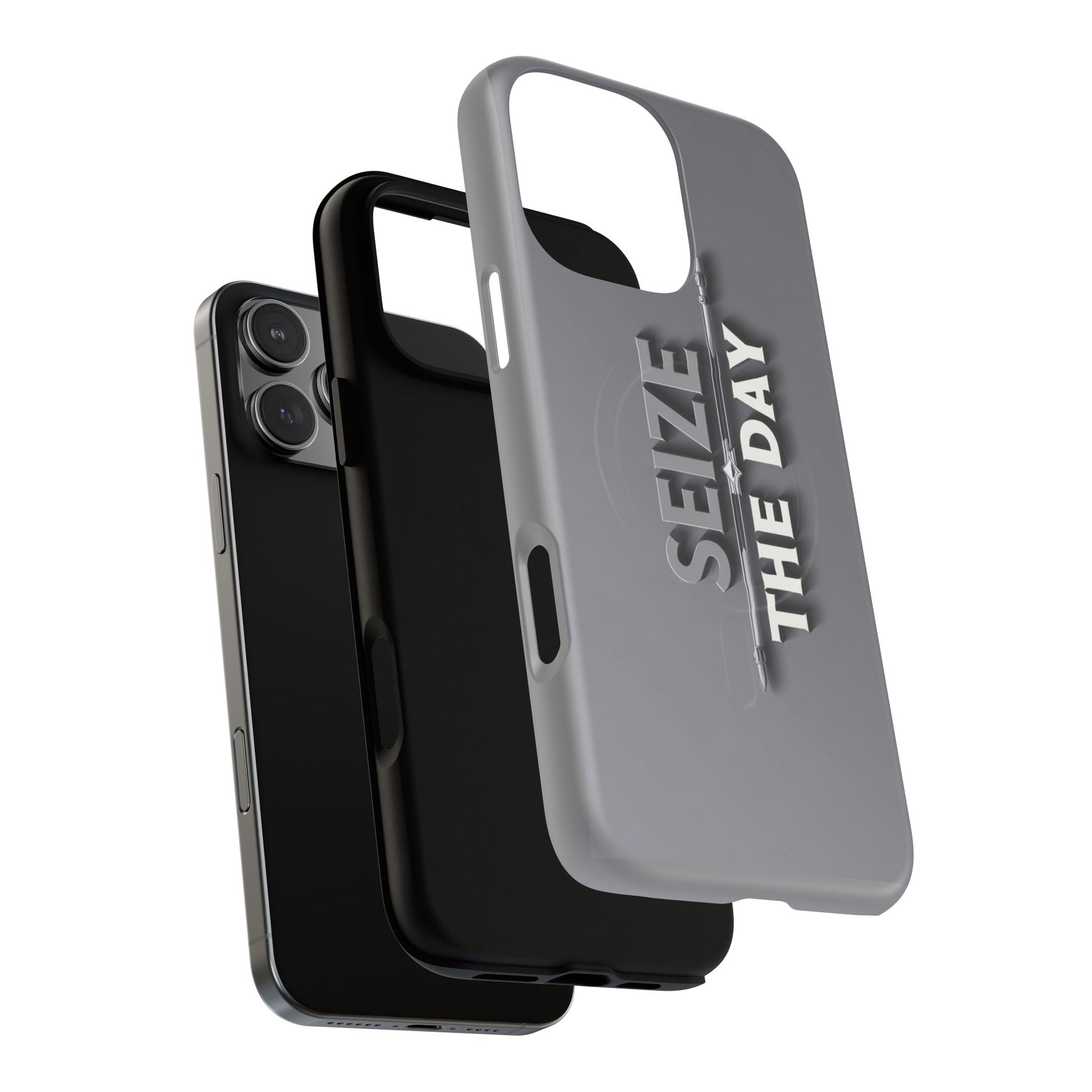Tough Magnetic Phone Case, Seize the Day, Inspirational Gift, Smartphone Protection, Modern Design, Unique Accessory