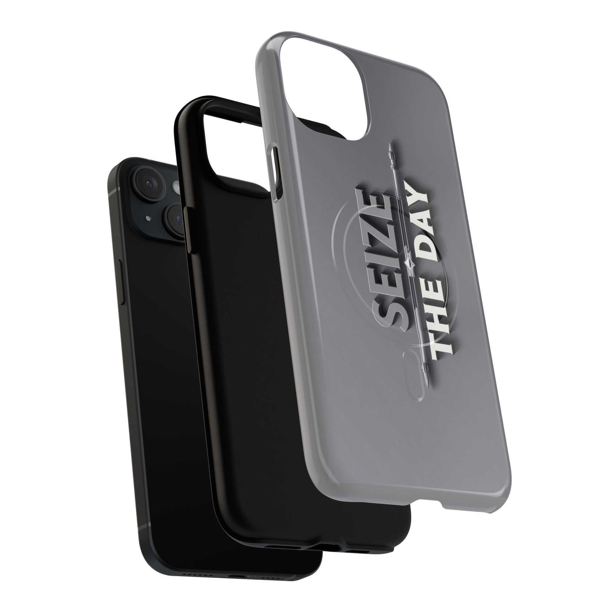 Tough Magnetic Phone Case, Seize the Day, Inspirational Gift, Smartphone Protection, Modern Design, Unique Accessory