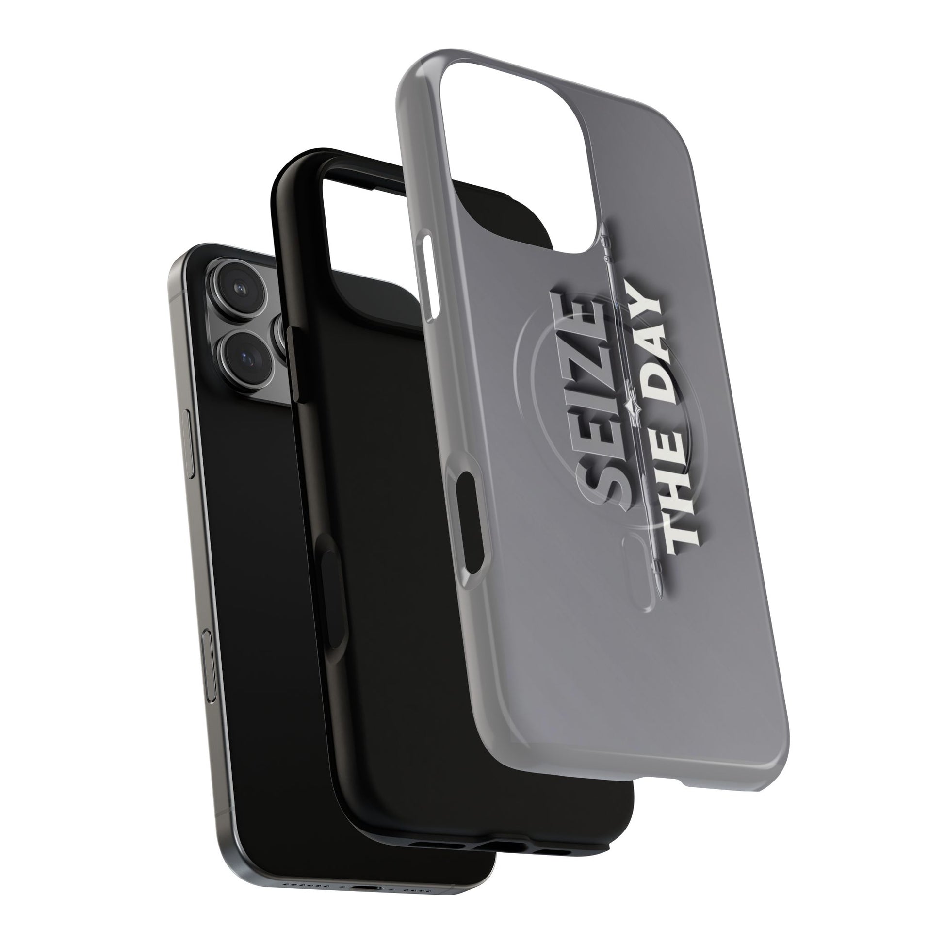 Tough Magnetic Phone Case, Seize the Day, Inspirational Gift, Smartphone Protection, Modern Design, Unique Accessory