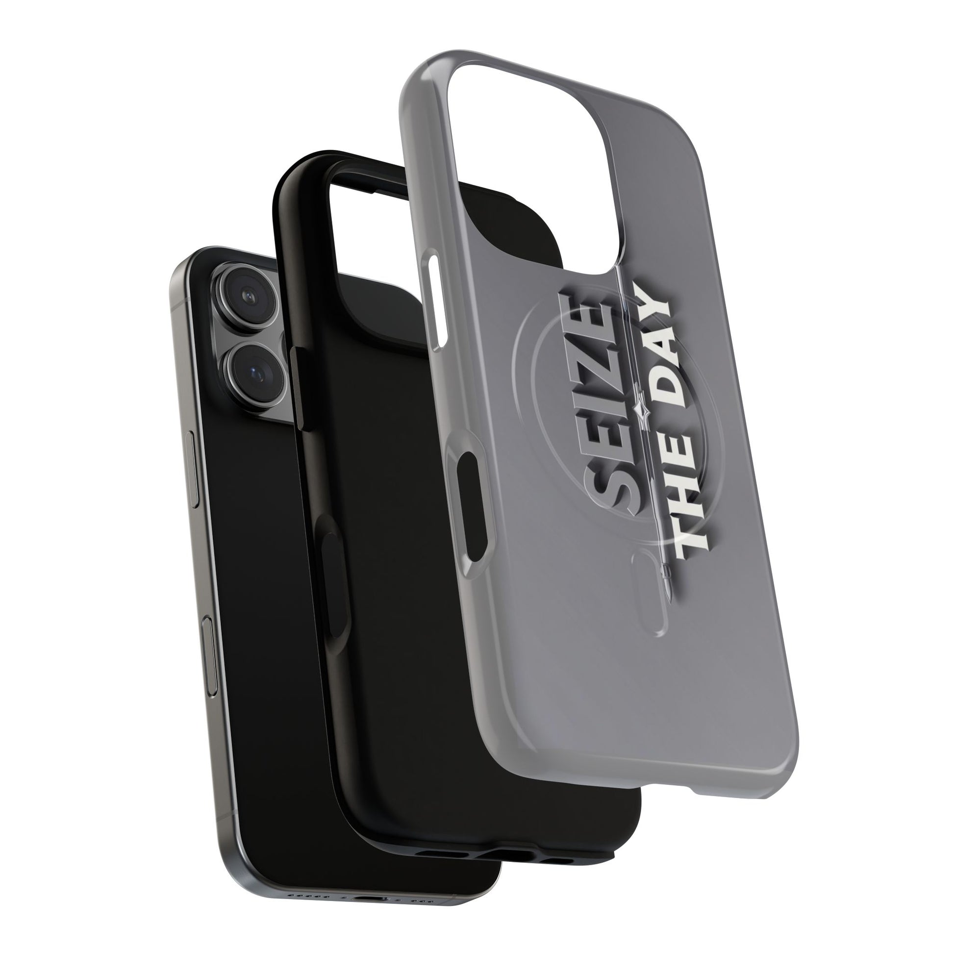 Tough Magnetic Phone Case, Seize the Day, Inspirational Gift, Smartphone Protection, Modern Design, Unique Accessory