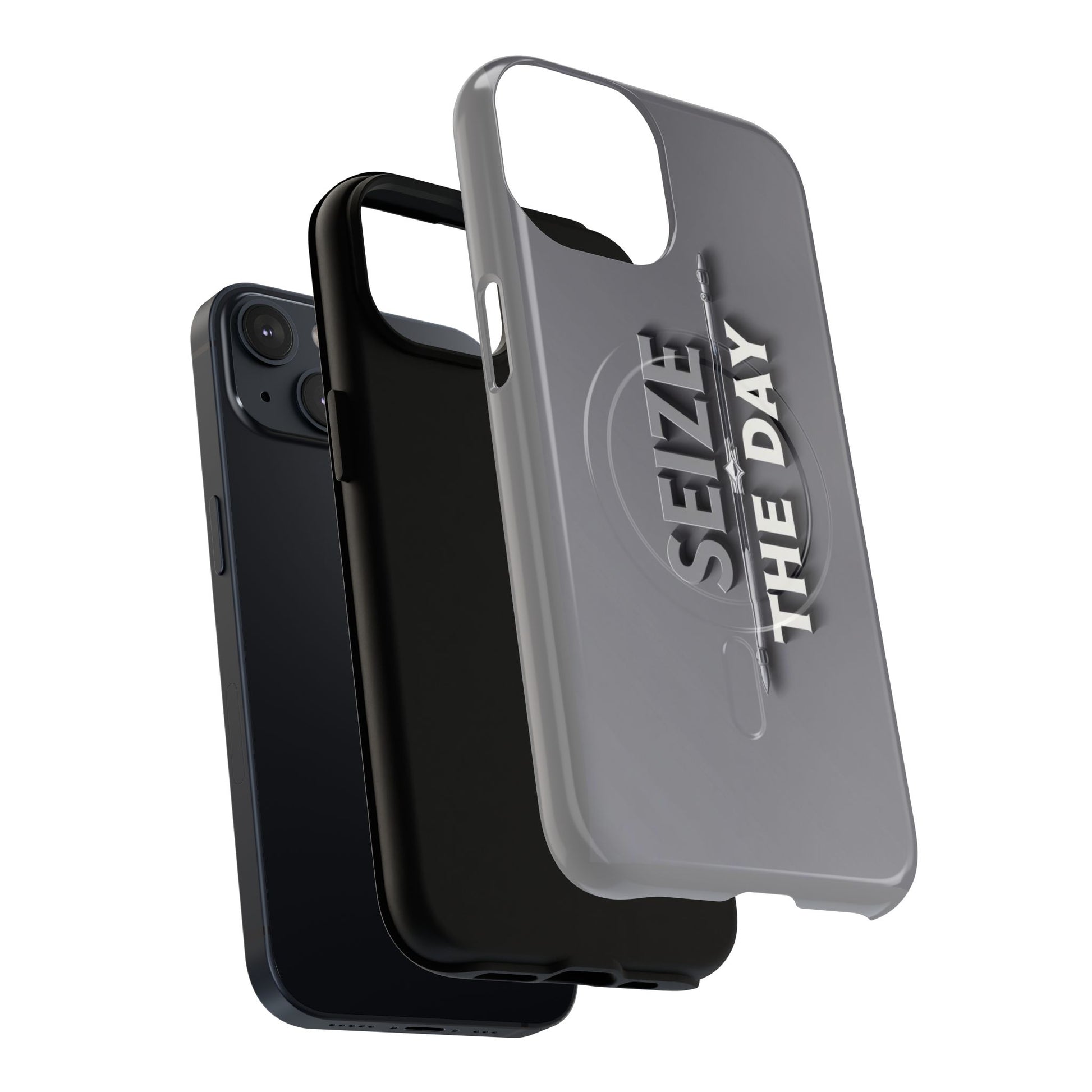 Tough Magnetic Phone Case, Seize the Day, Inspirational Gift, Smartphone Protection, Modern Design, Unique Accessory