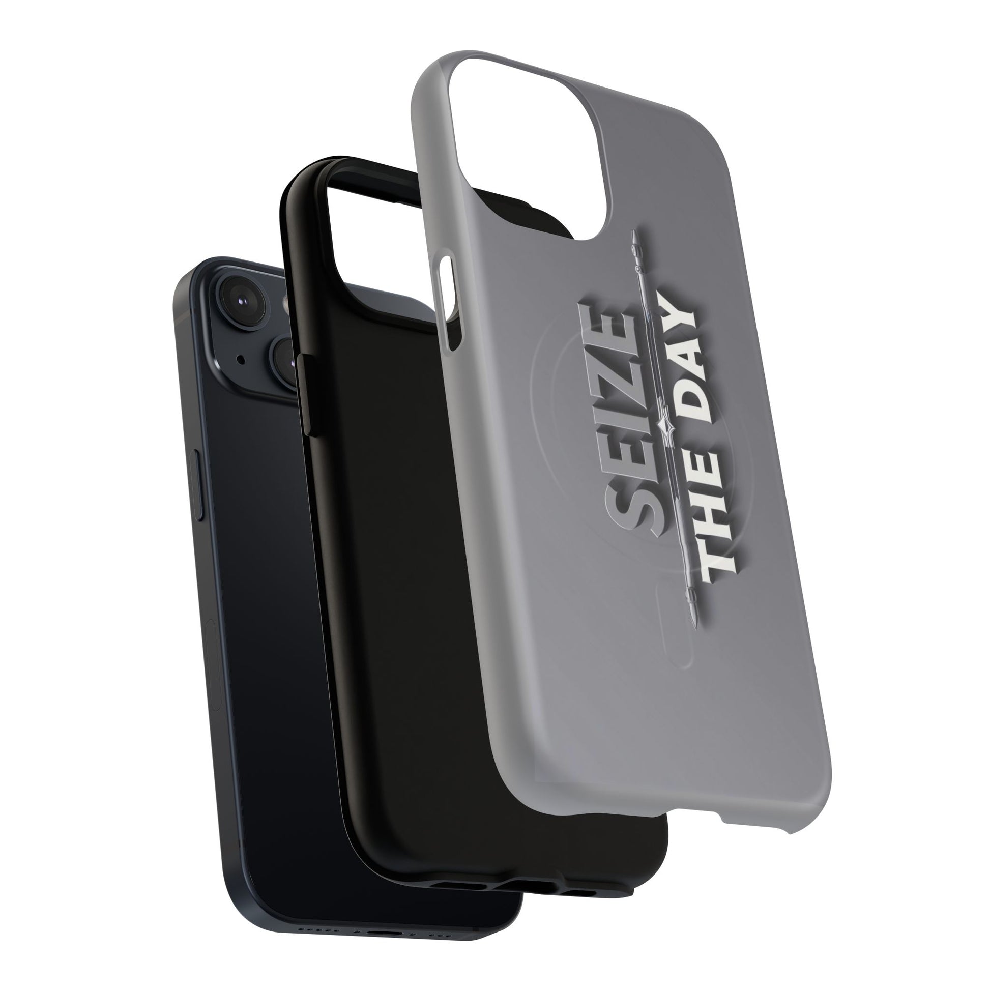 Tough Magnetic Phone Case, Seize the Day, Inspirational Gift, Smartphone Protection, Modern Design, Unique Accessory