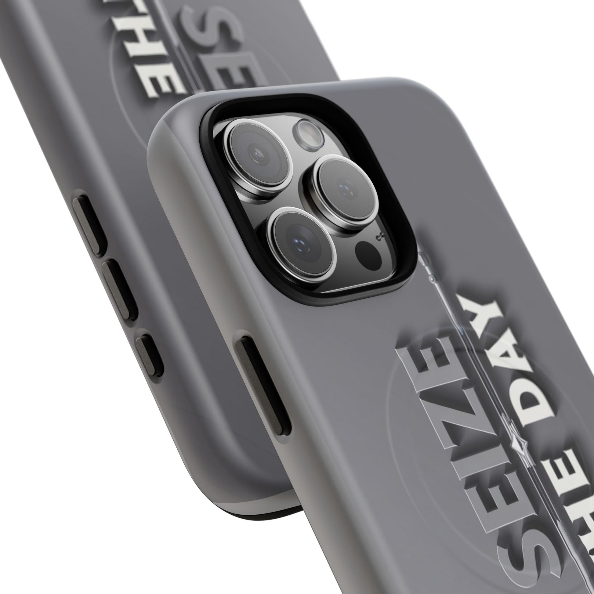 Tough Magnetic Phone Case, Seize the Day, Inspirational Gift, Smartphone Protection, Modern Design, Unique Accessory