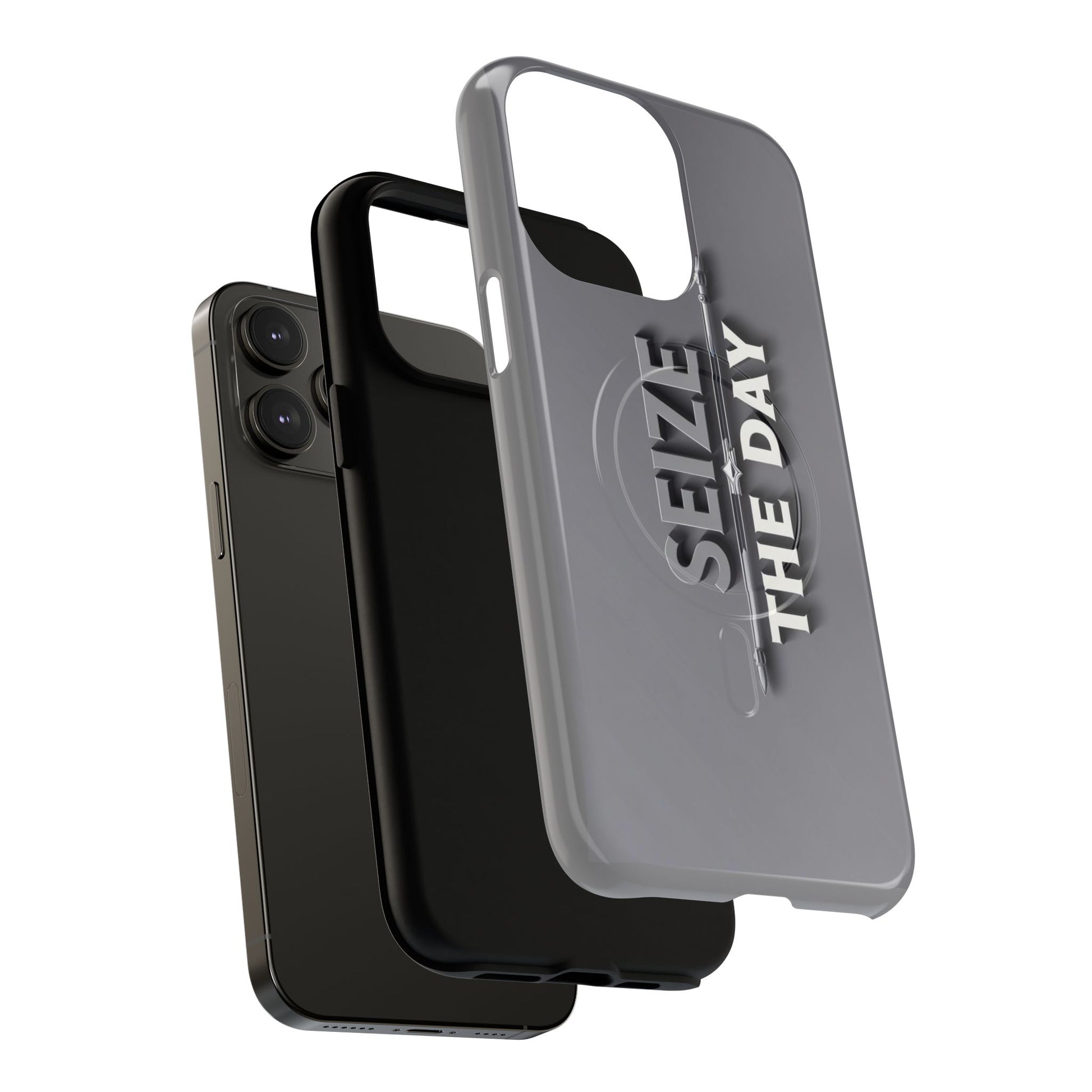 Tough Magnetic Phone Case, Seize the Day, Inspirational Gift, Smartphone Protection, Modern Design, Unique Accessory