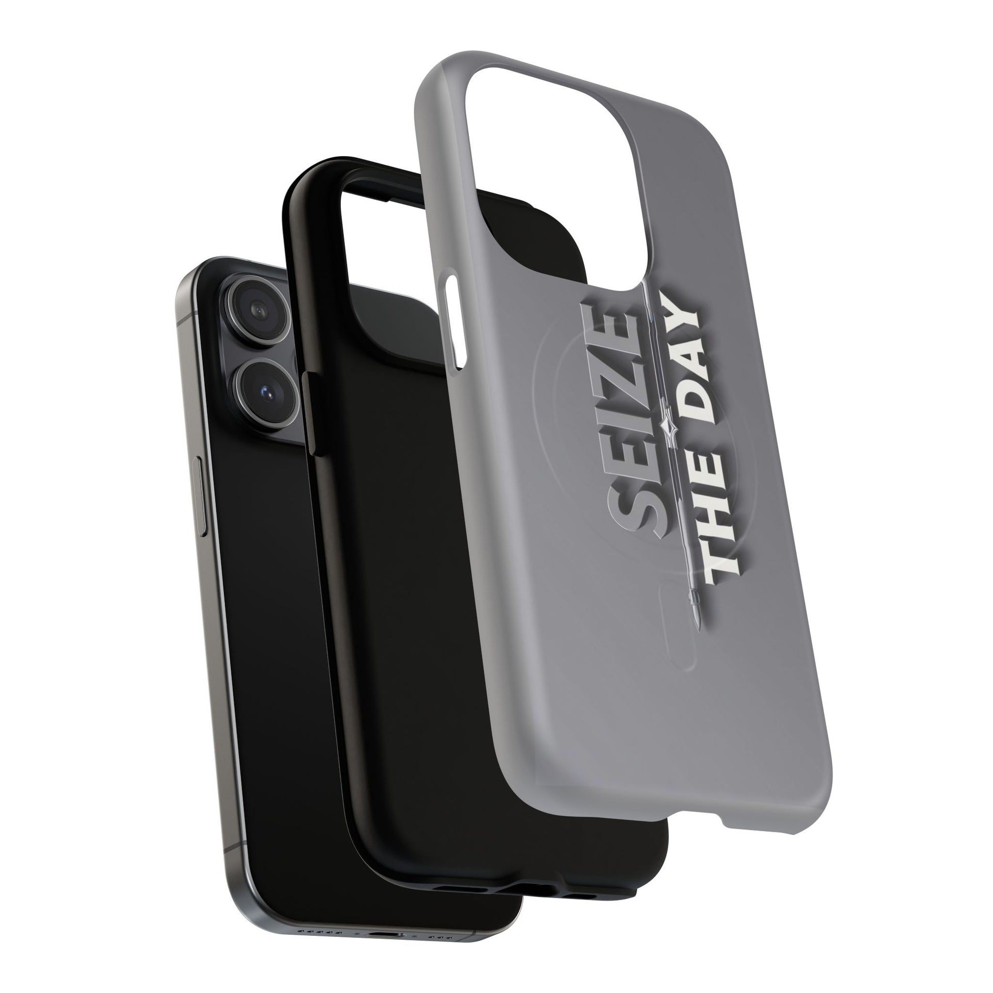 Tough Magnetic Phone Case, Seize the Day, Inspirational Gift, Smartphone Protection, Modern Design, Unique Accessory