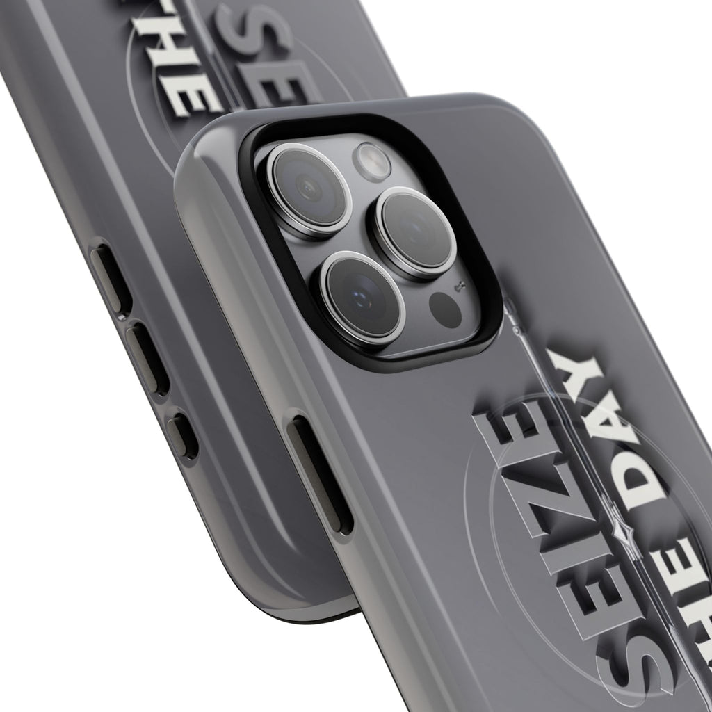 Tough Magnetic Phone Case, Seize the Day, Inspirational Gift, Smartphone Protection, Modern Design, Unique Accessory
