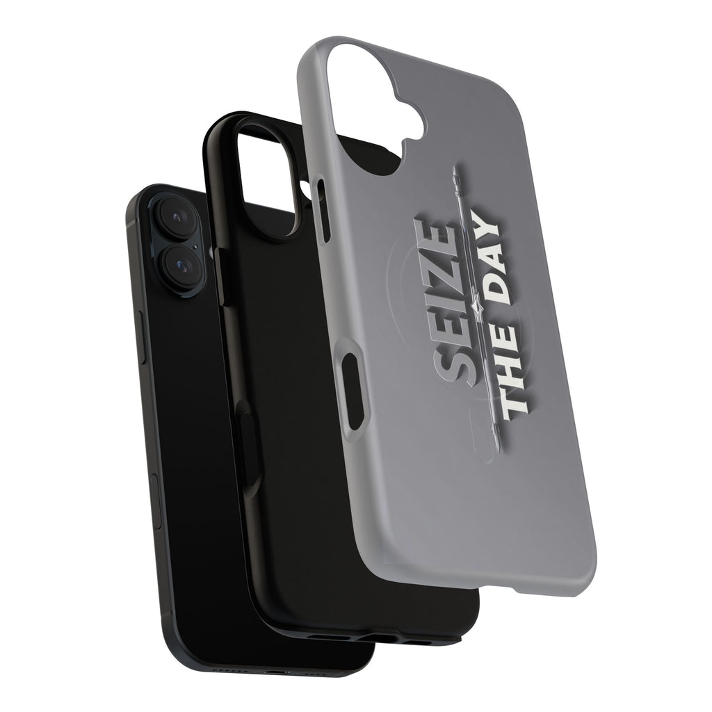 Tough Magnetic Phone Case, Seize the Day, Inspirational Gift, Smartphone Protection, Modern Design, Unique Accessory