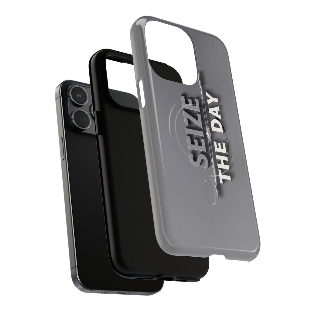 Tough Magnetic Phone Case, Seize the Day, Inspirational Gift, Smartphone Protection, Modern Design, Unique Accessory