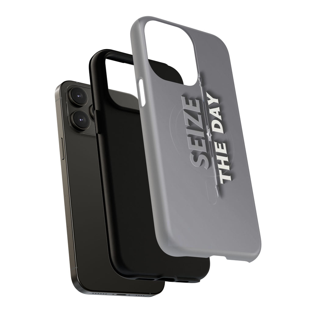 Tough Magnetic Phone Case, Seize the Day, Inspirational Gift, Smartphone Protection, Modern Design, Unique Accessory