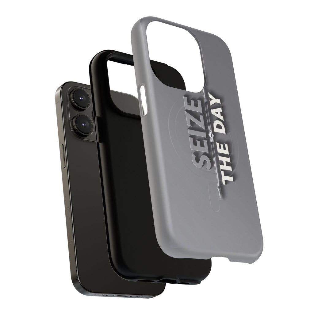 Tough Magnetic Phone Case, Seize the Day, Inspirational Gift, Smartphone Protection, Modern Design, Unique Accessory