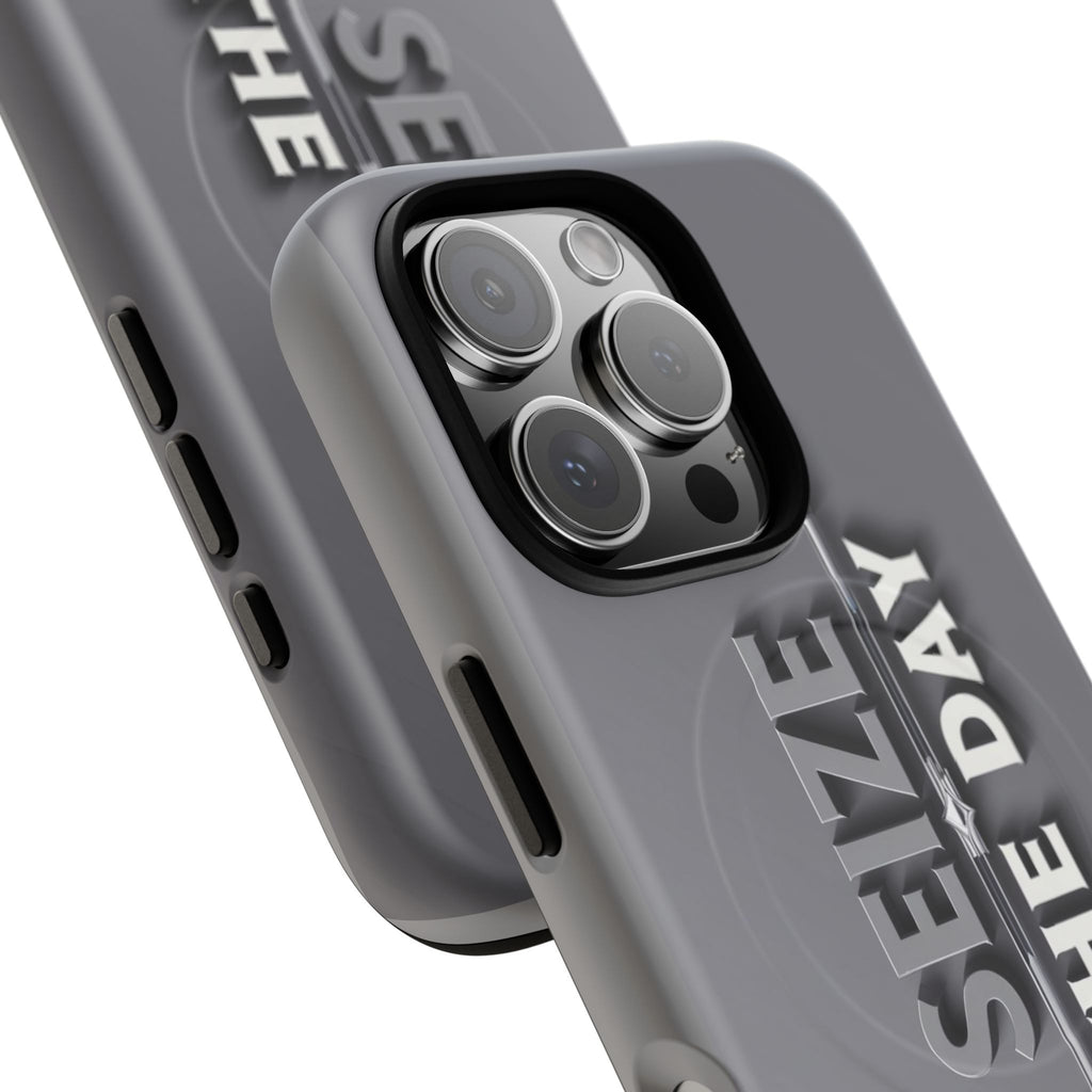 Tough Magnetic Phone Case, Seize the Day, Inspirational Gift, Smartphone Protection, Modern Design, Unique Accessory