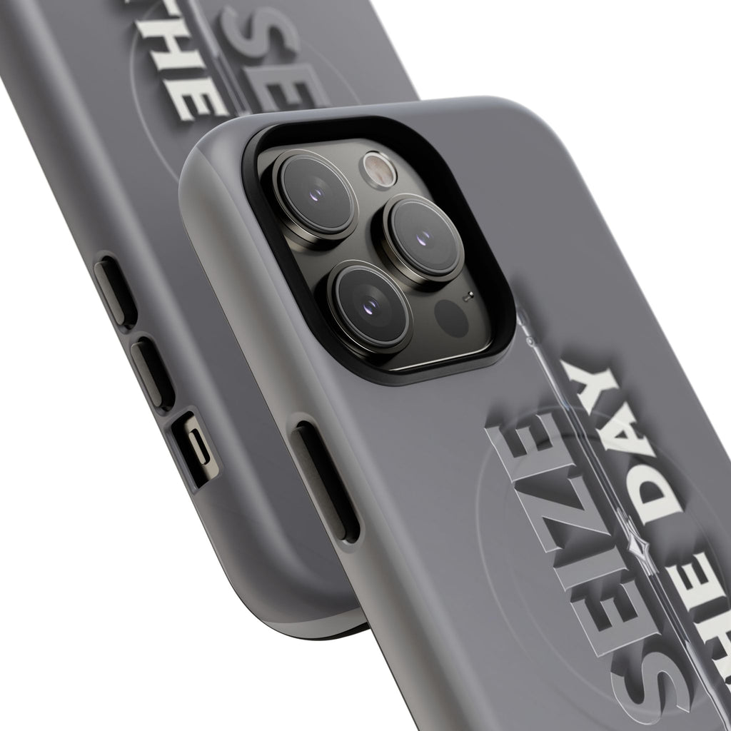 Tough Magnetic Phone Case, Seize the Day, Inspirational Gift, Smartphone Protection, Modern Design, Unique Accessory