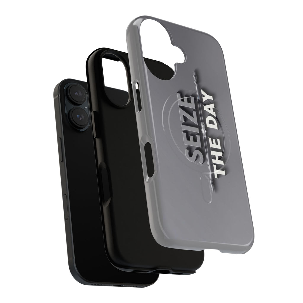Tough Magnetic Phone Case, Seize the Day, Inspirational Gift, Smartphone Protection, Modern Design, Unique Accessory