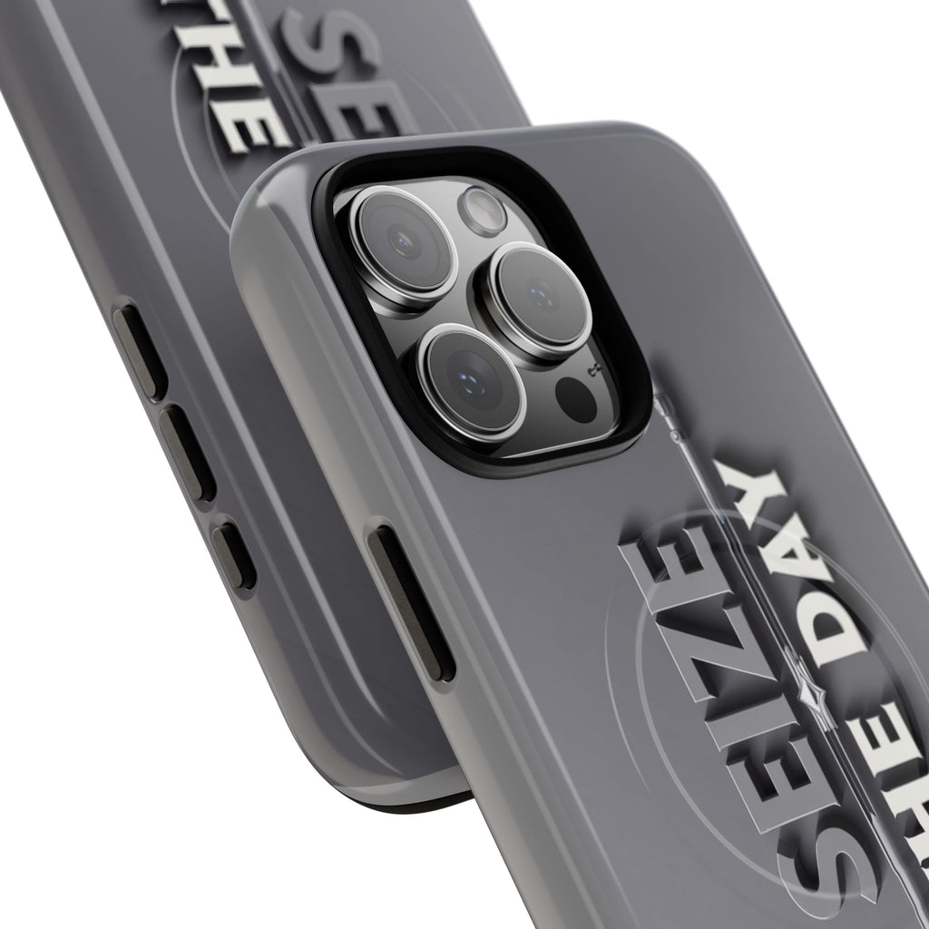Tough Magnetic Phone Case, Seize the Day, Inspirational Gift, Smartphone Protection, Modern Design, Unique Accessory