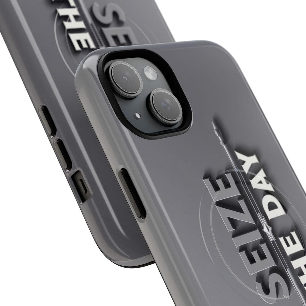 Tough Magnetic Phone Case, Seize the Day, Inspirational Gift, Smartphone Protection, Modern Design, Unique Accessory
