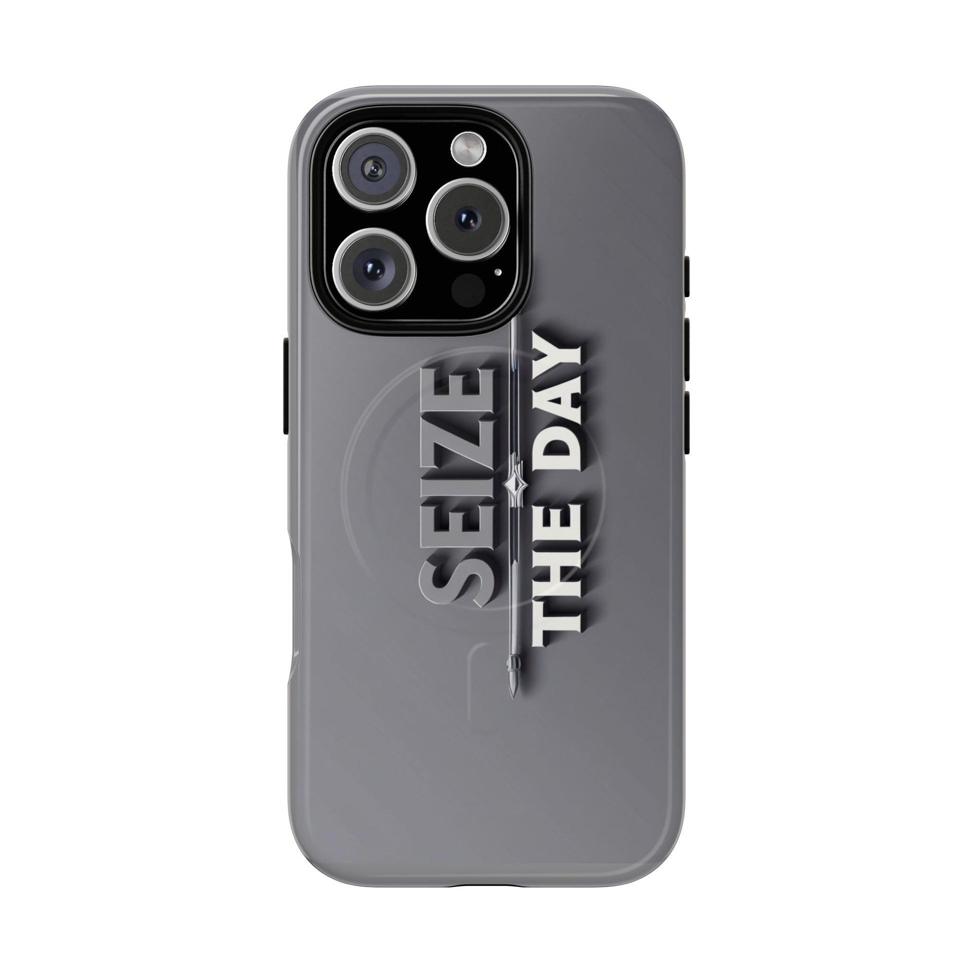 Tough Magnetic Phone Case, Seize the Day, Inspirational Gift, Smartphone Protection, Modern Design, Unique Accessory