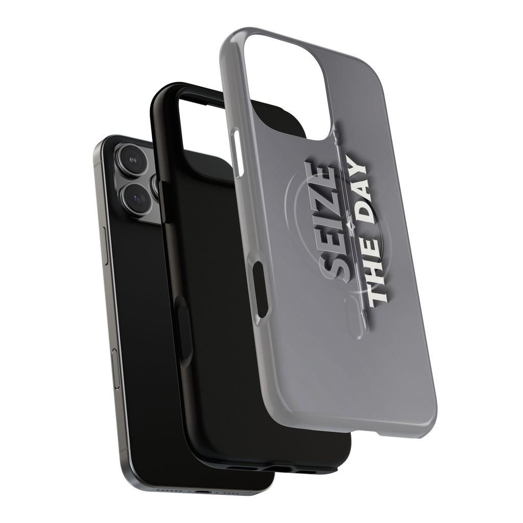 Tough Magnetic Phone Case, Seize the Day, Inspirational Gift, Smartphone Protection, Modern Design, Unique Accessory