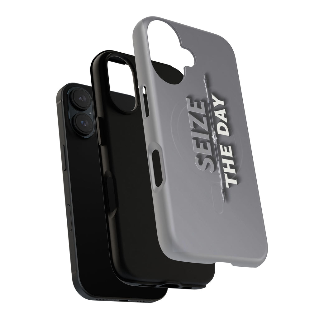 Tough Magnetic Phone Case, Seize the Day, Inspirational Gift, Smartphone Protection, Modern Design, Unique Accessory