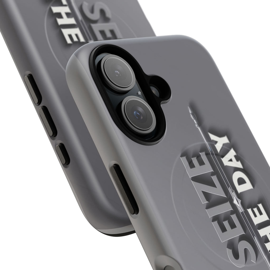 Tough Magnetic Phone Case, Seize the Day, Inspirational Gift, Smartphone Protection, Modern Design, Unique Accessory