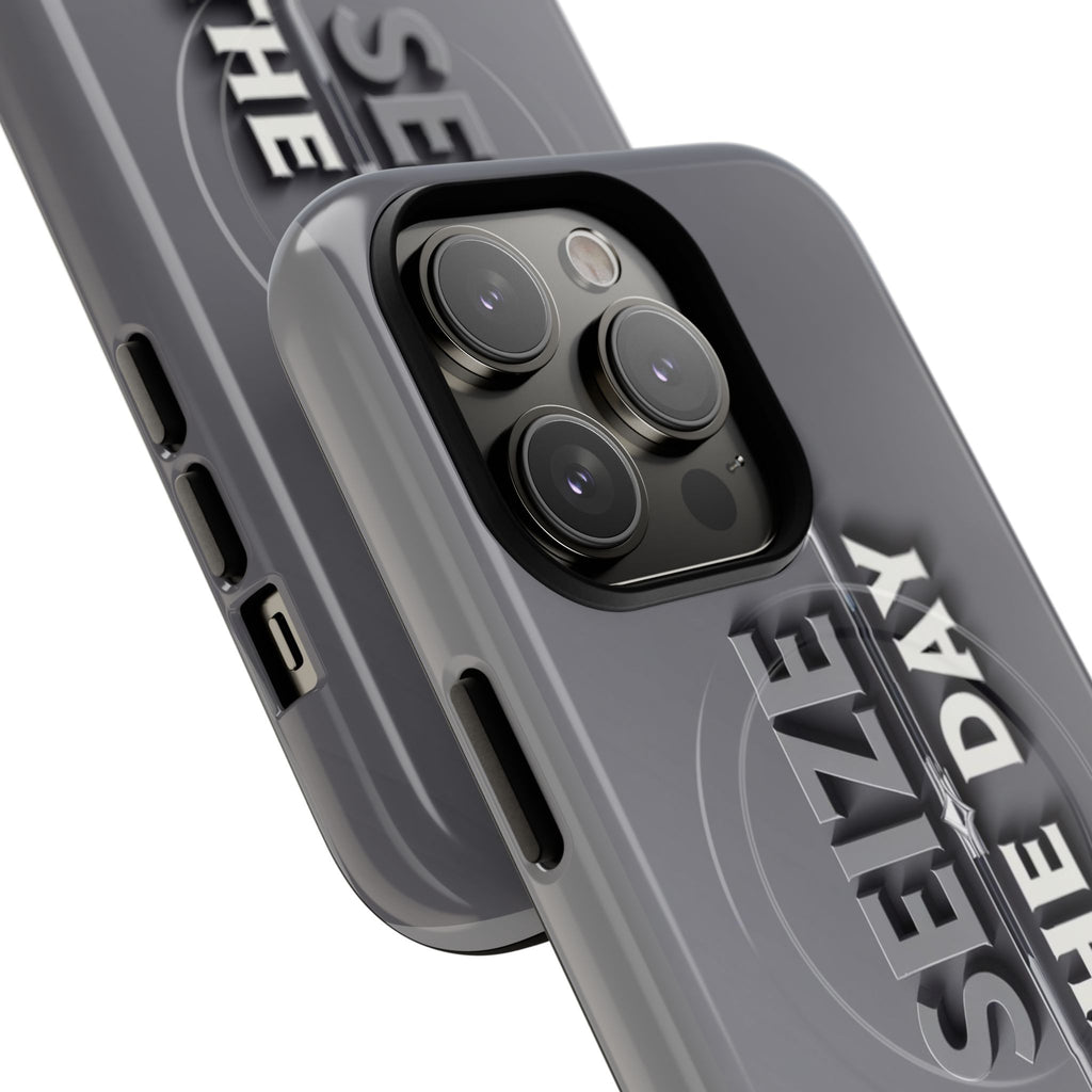 Tough Magnetic Phone Case, Seize the Day, Inspirational Gift, Smartphone Protection, Modern Design, Unique Accessory