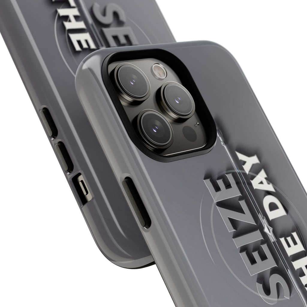 Tough Magnetic Phone Case, Seize the Day, Inspirational Gift, Smartphone Protection, Modern Design, Unique Accessory