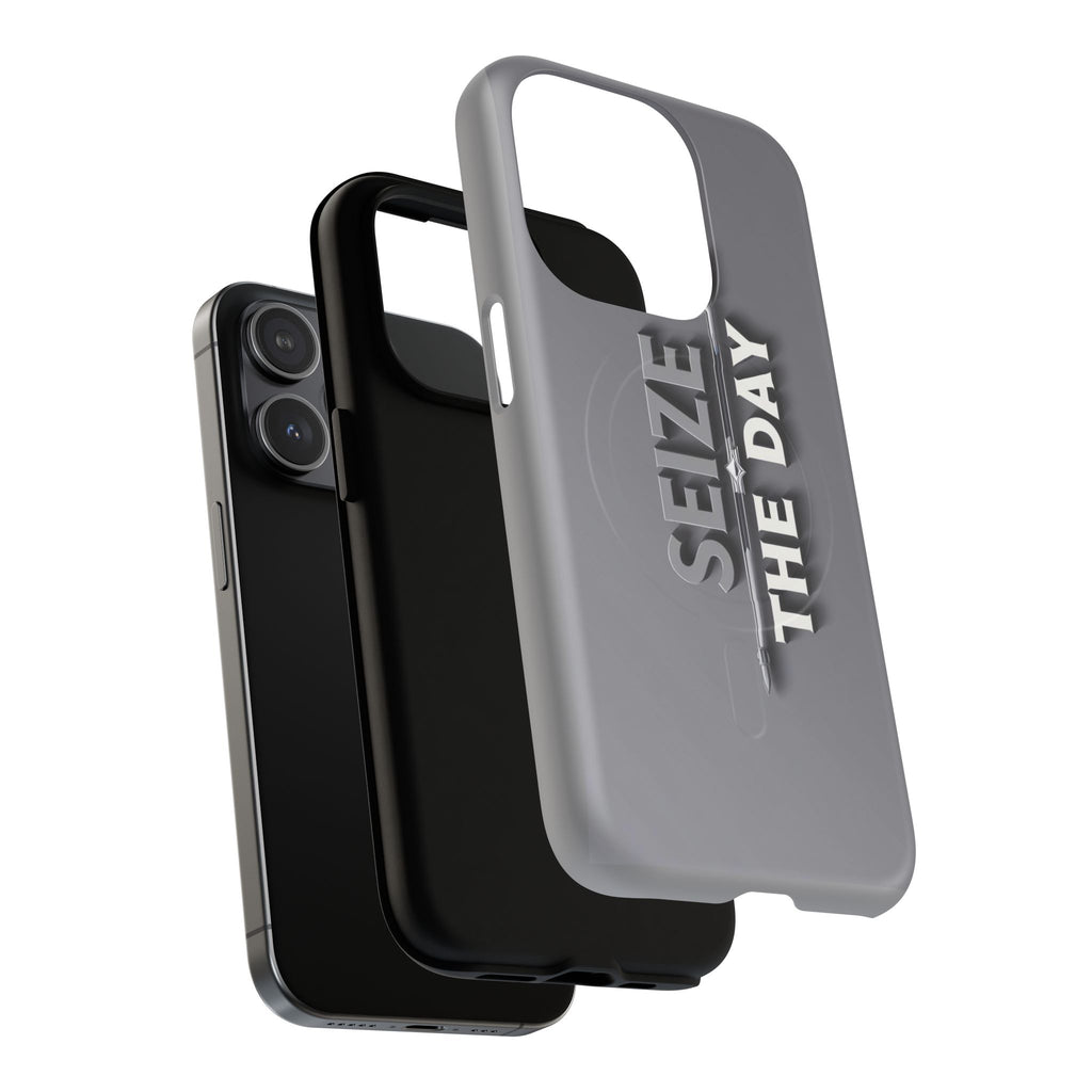 Tough Magnetic Phone Case, Seize the Day, Inspirational Gift, Smartphone Protection, Modern Design, Unique Accessory